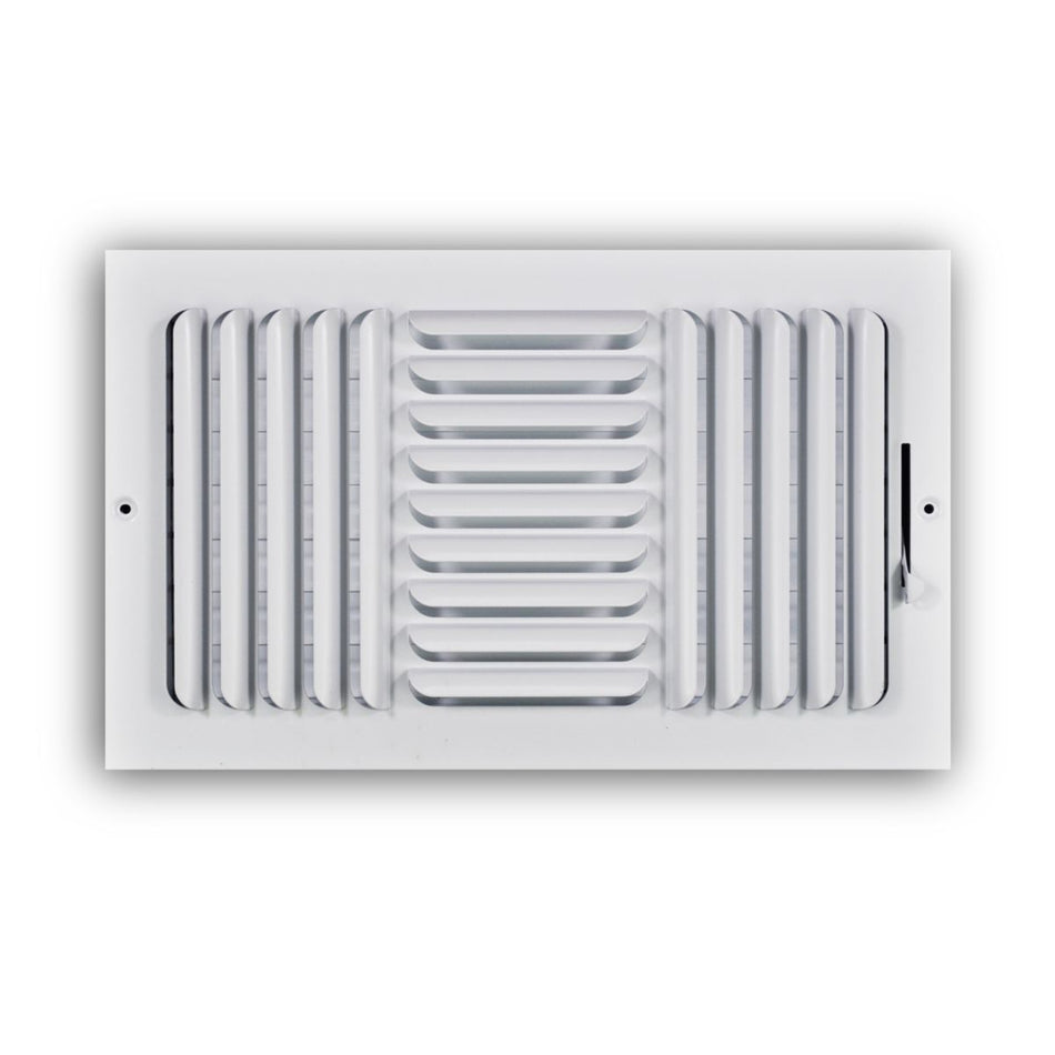 TRUaire 403M14X08, 14x8 3-Way Air Register, White Steel Sidewall & Ceiling Air Vent, 403M Series