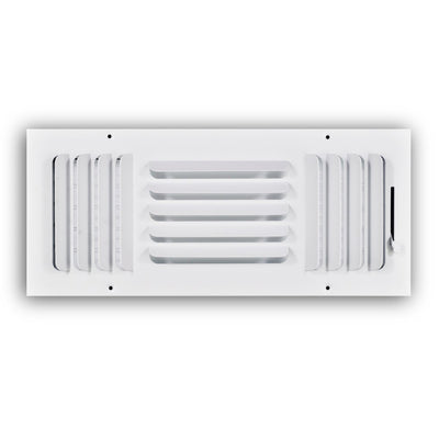 TRUaire 403M16X06, 16x6 3-Way Air Register, White Steel Sidewall & Ceiling Air Vent, 403M Series