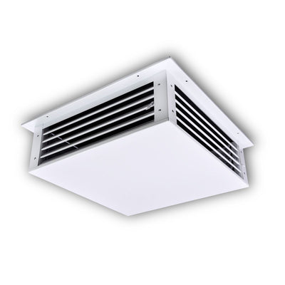 TRUaire 60016X16, 16x16 4-Way Ceiling Diffuser, White Steel Ceiling Air Vent, 600 Series