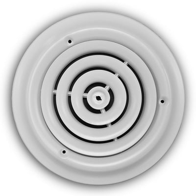 TRUaire 800X08, 8 Ceiling Diffuser, White Steel Ceiling Air Vent, 800 Series