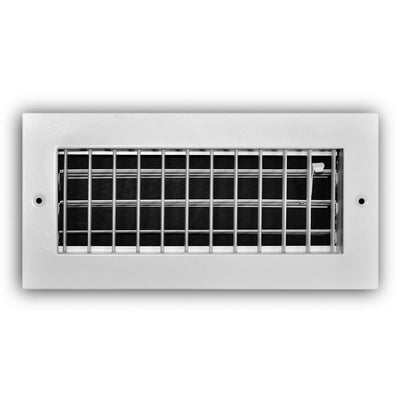 TRUaire A210VM10X04, 10x4 1-Way Air Register, White Aluminum Sidewall & Ceiling Air Vent, A210VM Series