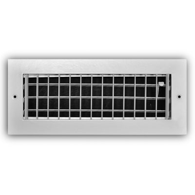 TRUaire A210VM12X04, 12x4 1-Way Air Register, White Aluminum Sidewall & Ceiling Air Vent, A210VM Series