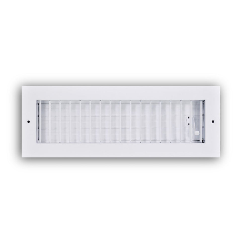 TRUaire A210VM14X04, 14x4 1-Way Air Register, White Aluminum, Steel Sidewall & Ceiling Air Vent, A210VM Series