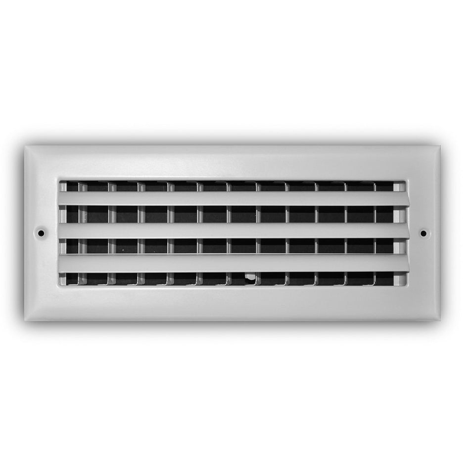 TRUaire A301HM12X04, 12x4 1-Way Curved Blade Air Register, White Aluminum Sidewall & Ceiling Air Vent, A301HM Series