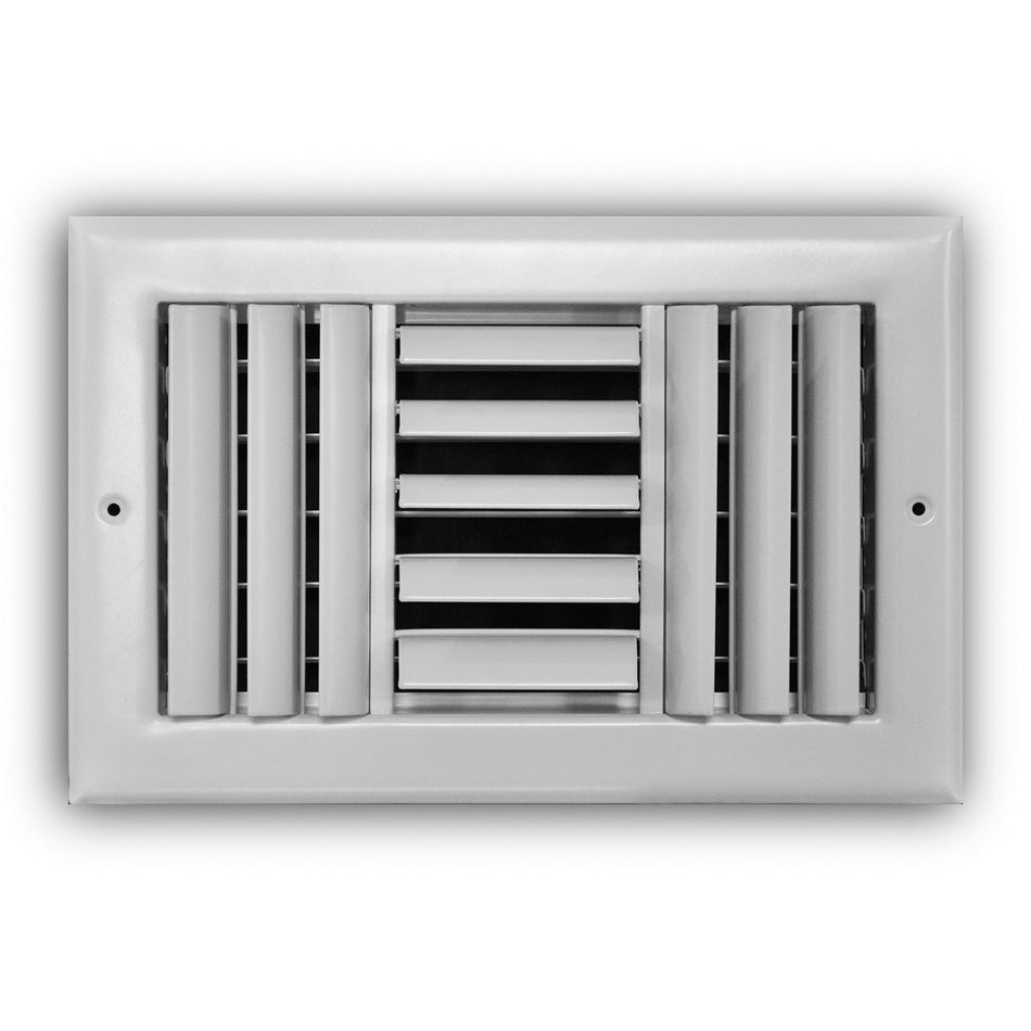TRUaire A303M10X10, 10x10 3-Way Curved Blade Air Register, White Aluminum Sidewall & Ceiling Air Vent, A303M Series