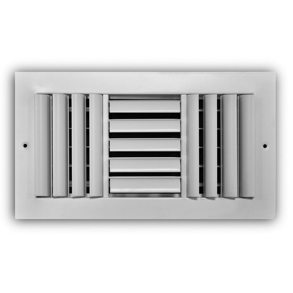 TRUaire A303M12X06, 12x6 3-Way Curved Blade Air Register, White Aluminum Sidewall & Ceiling Air Vent, A303M Series
