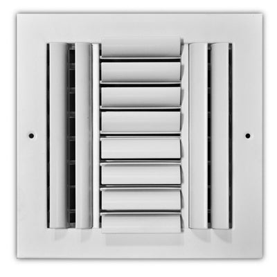 TRUaire A304M08X08, 8x8 4-Way Curved Blade Air Register, White Aluminum Sidewall & Ceiling Air Vent, A304M Series