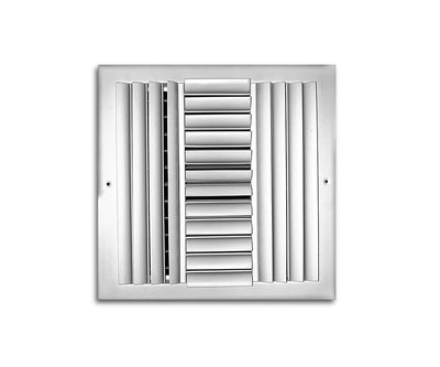 TRUaire A304M14X14, 14x14 4-Way Curved Blade Air Register, White Aluminum Sidewall & Ceiling Air Vent, A304M Series