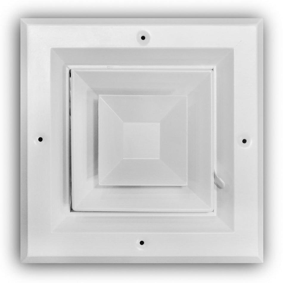 TRUaire A504M06X06, 6x6 4-Way Ceiling Diffuser, White Aluminum Ceiling Air Vent, A504M Series