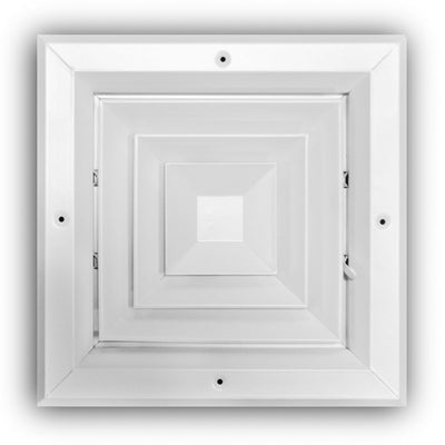 TRUaire A504M08X08, 8x8 4-Way Ceiling Diffuser, White Aluminum Ceiling Air Vent, A504M Series