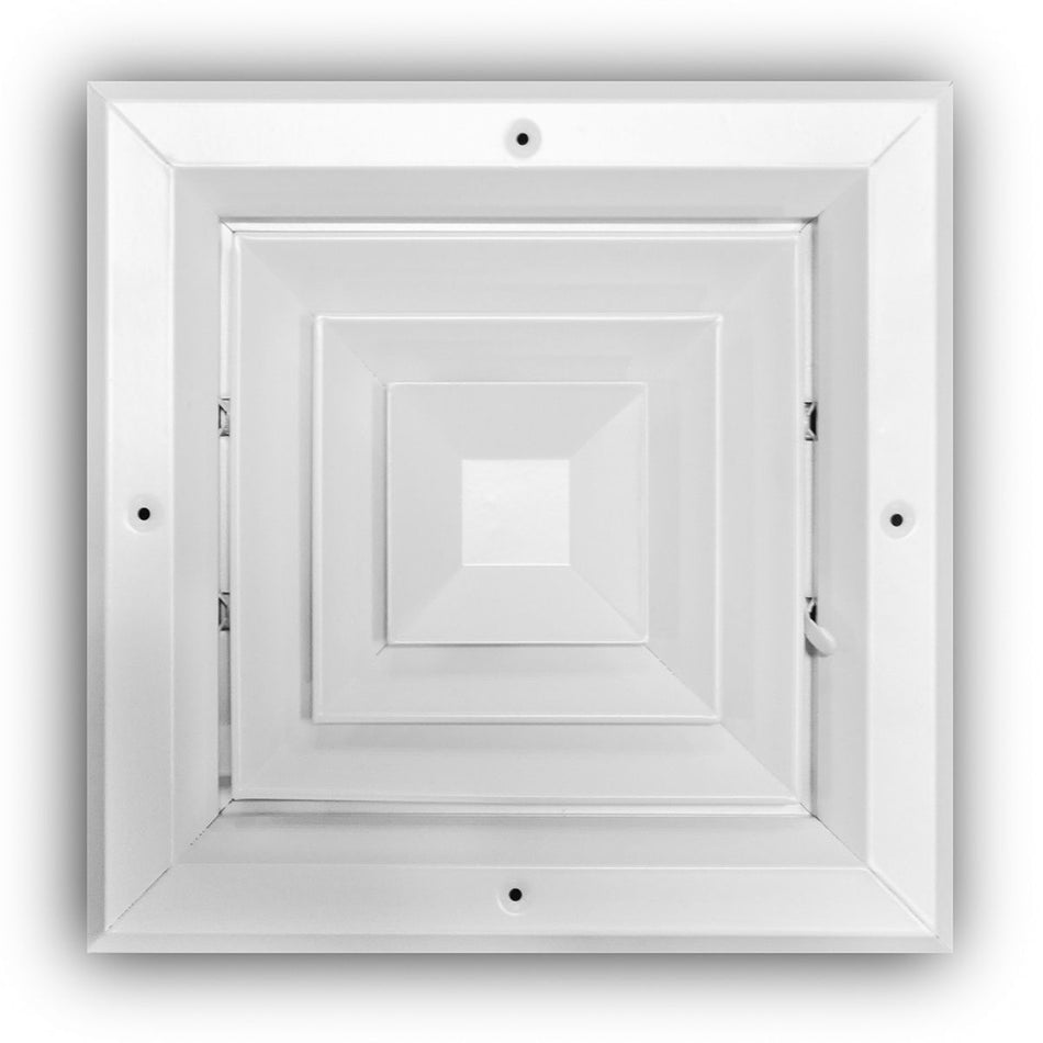 TRUaire A504M08X08, 8x8 4-Way Ceiling Diffuser, White Aluminum Ceiling Air Vent, A504M Series