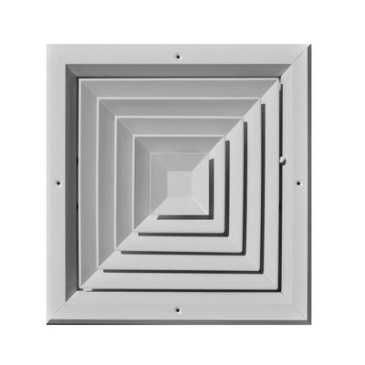 TRUaire A504M12X12, 12x12 4-Way Ceiling Diffuser, White Aluminum Ceiling Air Vent, A504M Series
