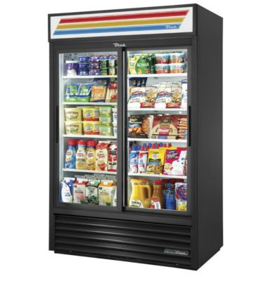 true - GDM-45-HC-LD BLK - Glass Door Refrigerated Black Merchandiser, Slide Door with Hydrocarbon Refrigerant