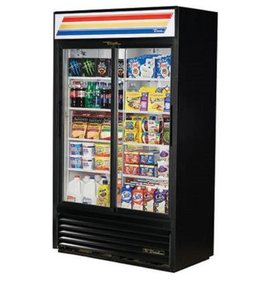 true - GDM-33-HC-LD - Slide Door Refrigerator & LED Lighting, Black, 115/1/60