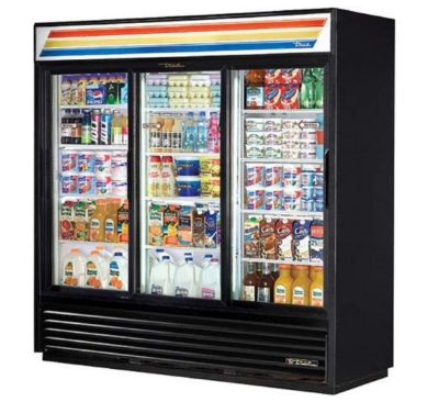true - GDM-69-HC-LD BLK - Slide Door Refrig w/ Hydrocarbon Refrigerant & LED Lighting, Black, 115/1/60