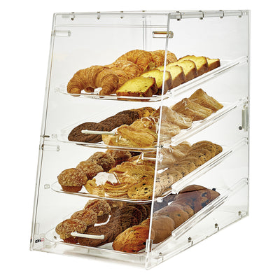Winco 14" Clear Acrylic Display Case - Countertop with 4 Trays