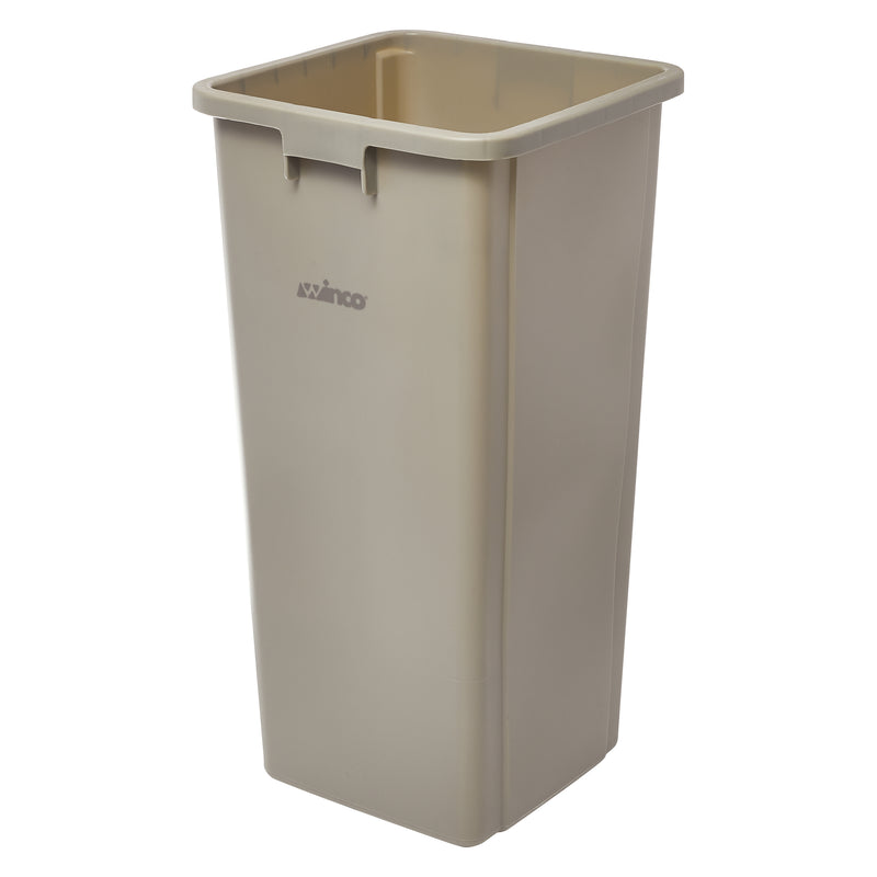 Winco PTCS-23BE 15-5/8 Inch Trash Can 23 Gallon Beige Plastic