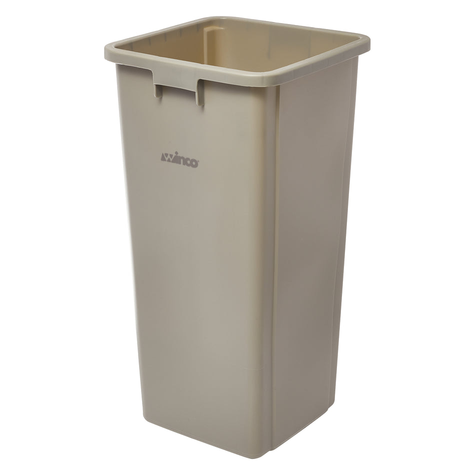 Winco PTCS-23BE 15-5/8 Inch Trash Can 23 Gallon Beige Plastic