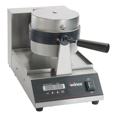 Winco BWM-07 10 Inch Belgian Waffle Baker Round Electric Non-stick Aluminum Grids