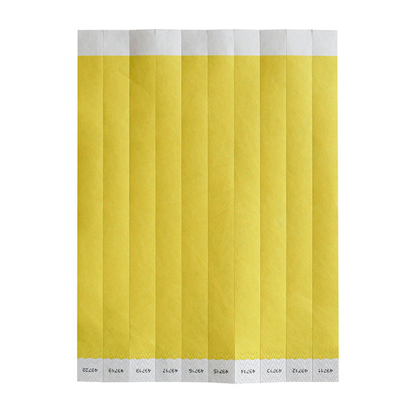 Winco WB-100Y-S Bar Maid Waterproof Tear-Free Wristbands - Yellow Solid (500 Pieces/Pack)