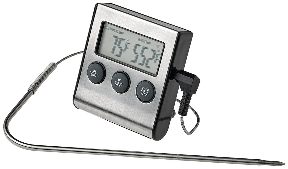 Winco TMT-DG6 Digital Roasting Thermometer -58 to 572F with 6 Inch Probe and Timer