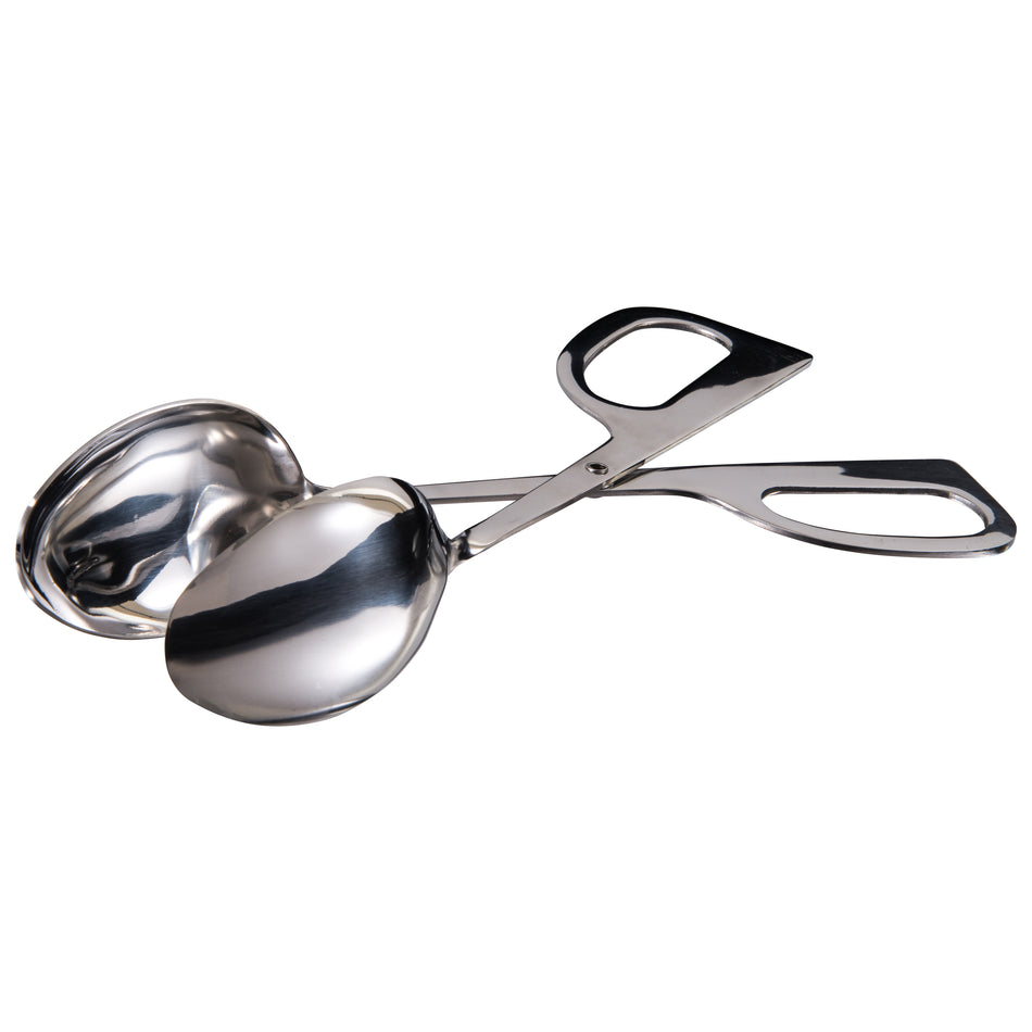 Winco ST-2 10 Inch Salad Tongs Double Spoon Stainless Steel Mirror Finish