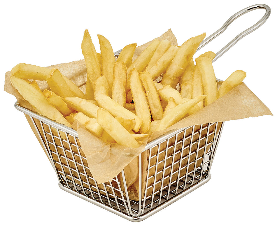 Winco FBM-544T 5 Inch Mini Fry Basket Dishwasher Safe Stainless Steel