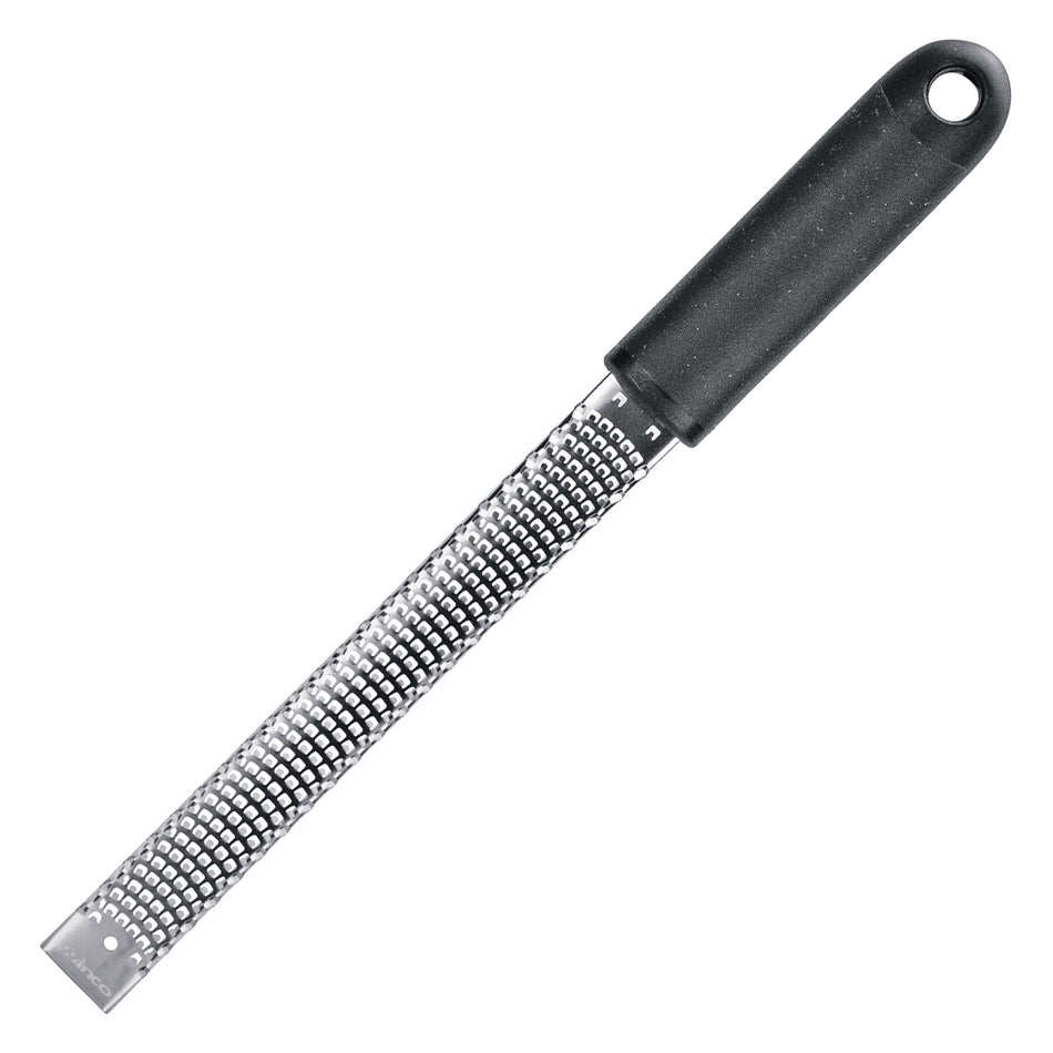 Winco GT-105 13-1/5 Inch Grater Manual Fine Blade with Cover Black Soft Grip Handle Stainless Steel