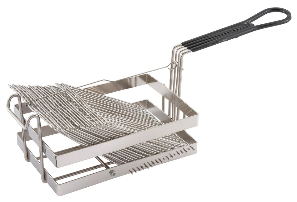 Winco TB-18 Rectangular Tostada Basket Holds 18 Six Inch Shells Nickel Plated