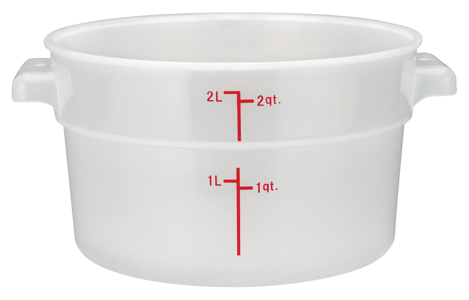 Winco PTRC-2 2 Quart Round Storage Container with Built-in Handles Polypropylene