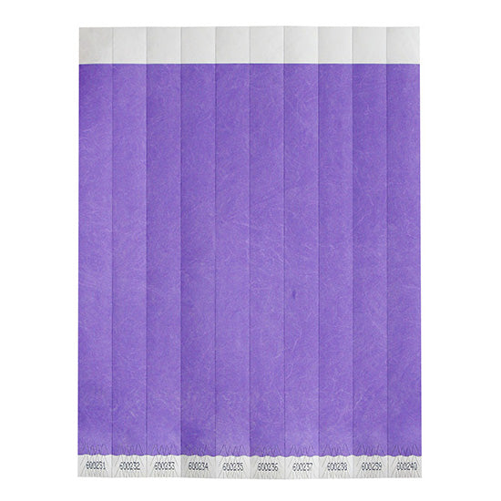 Winco WB-100PU-S Bar Maid Waterproof Tear-Free Wristbands - Purple Solid (500 Pieces/Pack)