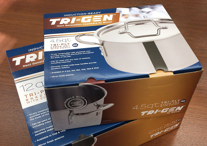 Winco TGSP-16 16 Quart Induction Ready Stock Pot Round with Cover Stainless Steel