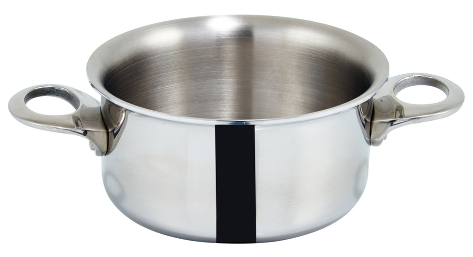 Winco DCCR-3S 15 Oz. Mini Casserole Induction Ready Round Aluminum and Stainless Steel