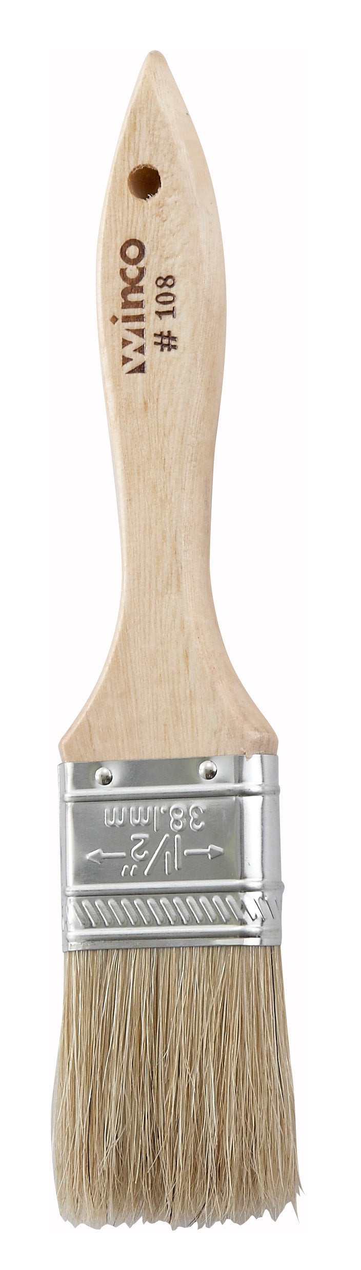 Winco WBR-15 1-1/2 Inch Pastry Brush Boar Hair Bristles Wooden Handle Metal Ferrules