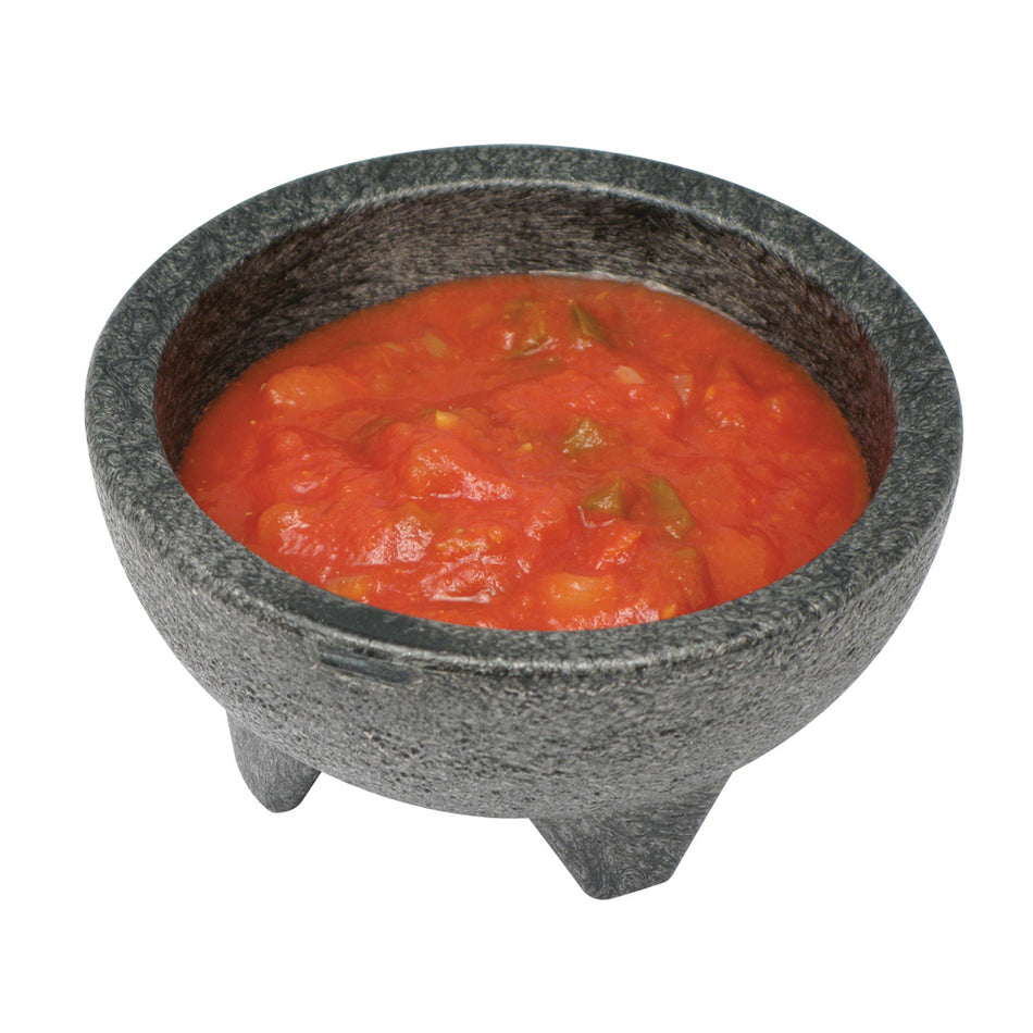 Winco PMSB-10 10 Oz Molcajete Salsa Bowl Dishwasher Safe Polypropylene Black