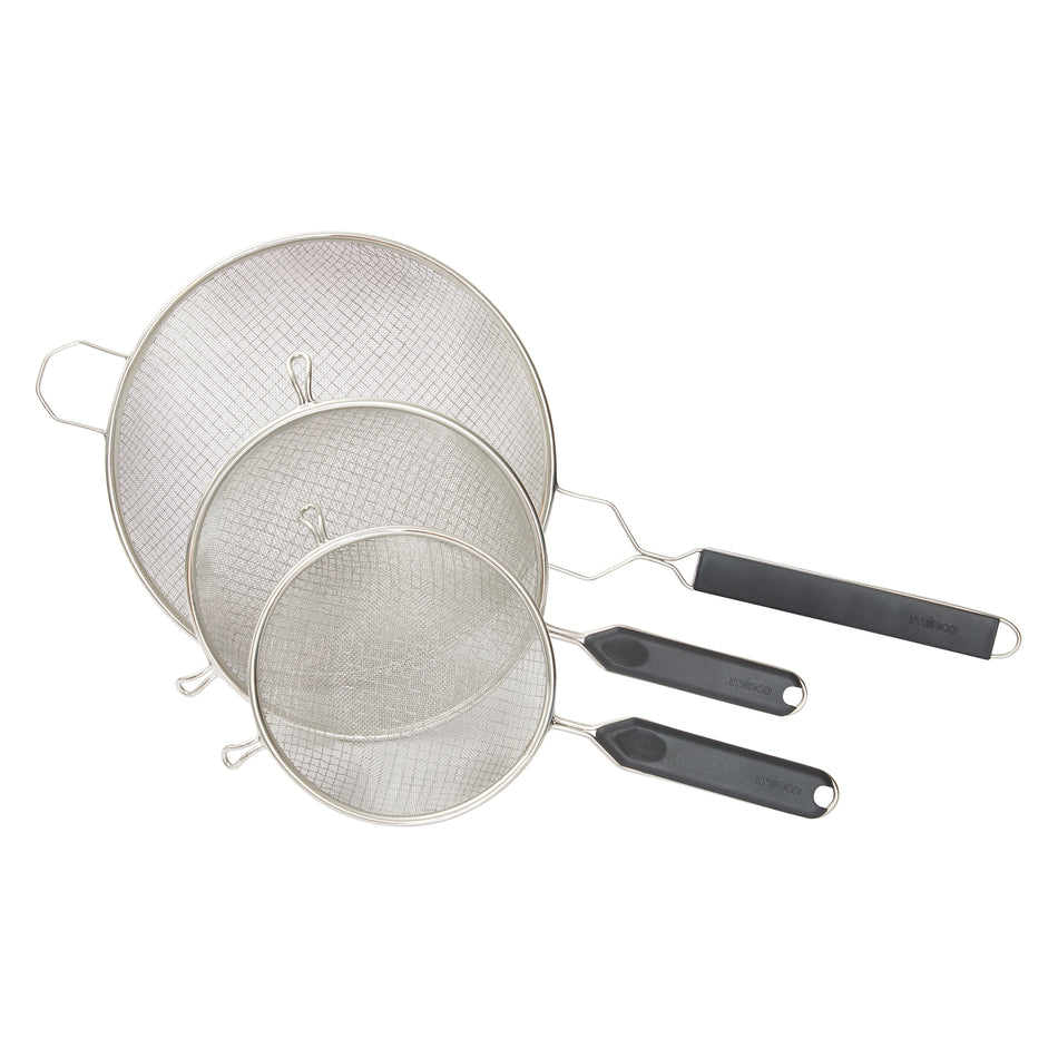 Winco MSTP-6DM 12.75 Inch Double Medium Mesh Mesh Strainer Stainless Steel Plastic Handle