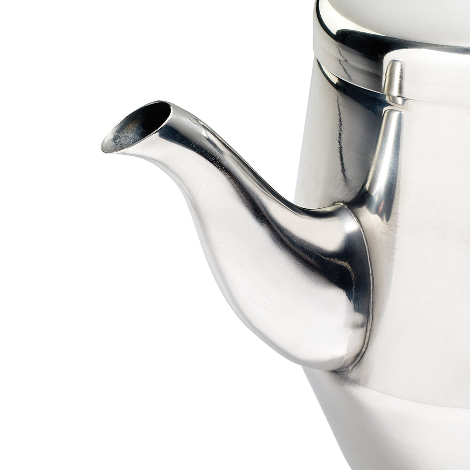 Winco JB2928 28 Oz Gooseneck Teapot Vented Lid Bakelite Handle Stainless Steel Mirror Finish