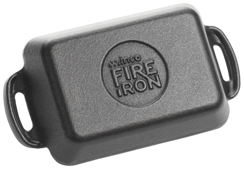 Winco CASM-5RT 10 Oz. Rectangular Mini Induction Server Cast Iron Matte Black