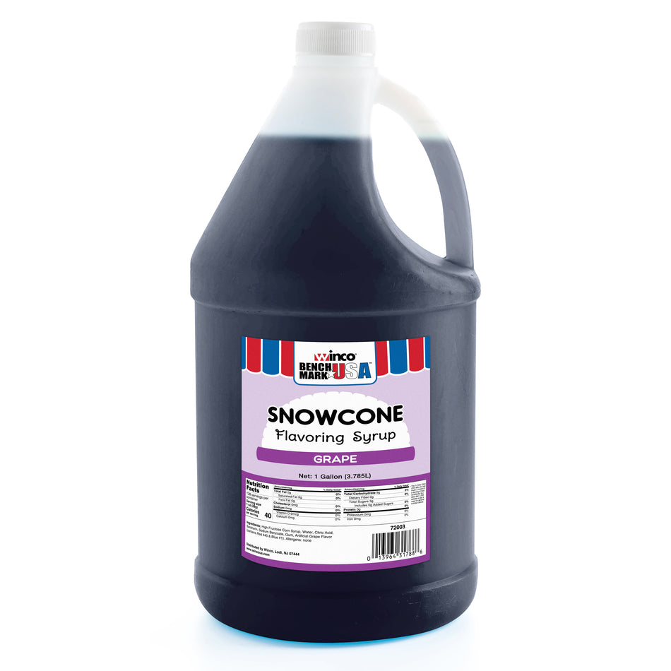 Winco 72003CS 7 Inch Grape Snow Cone Syrup 4 Gallons Per Case