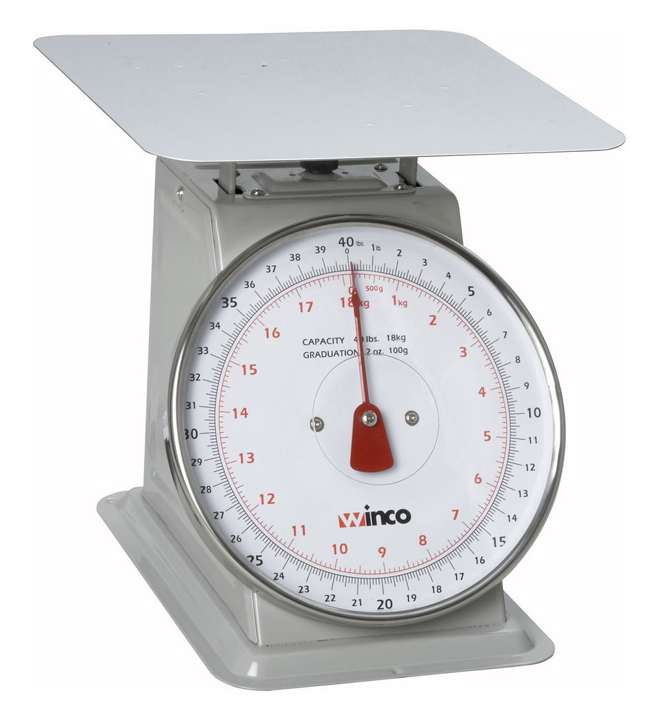 Winco SCAL-840 8 Inch Dial Receiving Portion Scale 40 lb Capacity Painted Steel