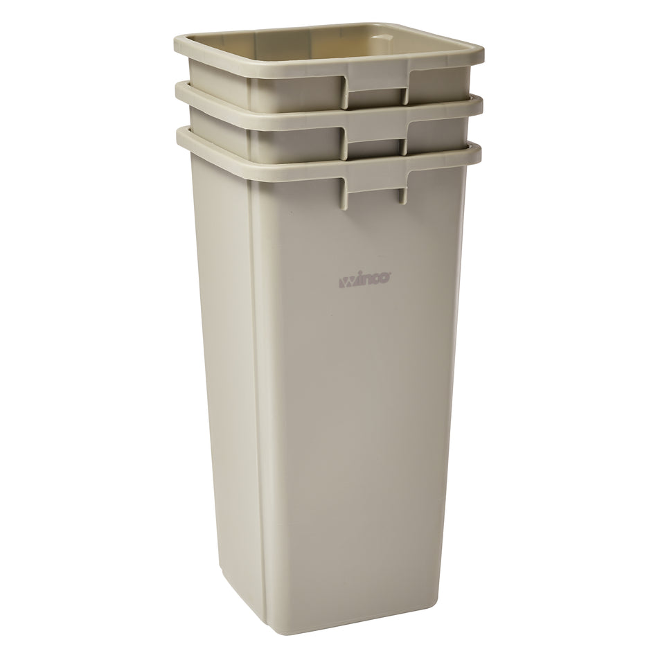 Winco PTCS-23BE 15-5/8 Inch Trash Can 23 Gallon Beige Plastic