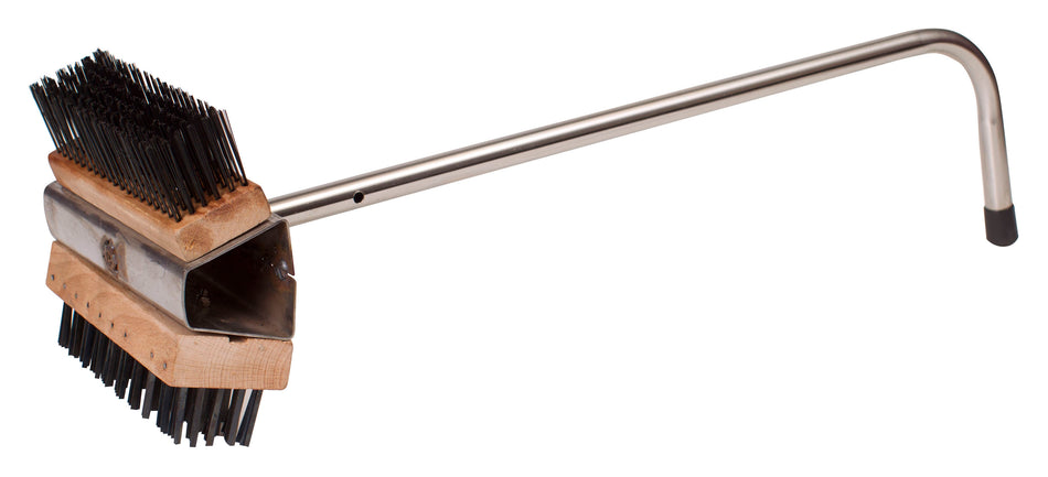 Winco BR-21 8 Inch Dual-Headed Brush Stainless Steel Construction with Wire Bristles