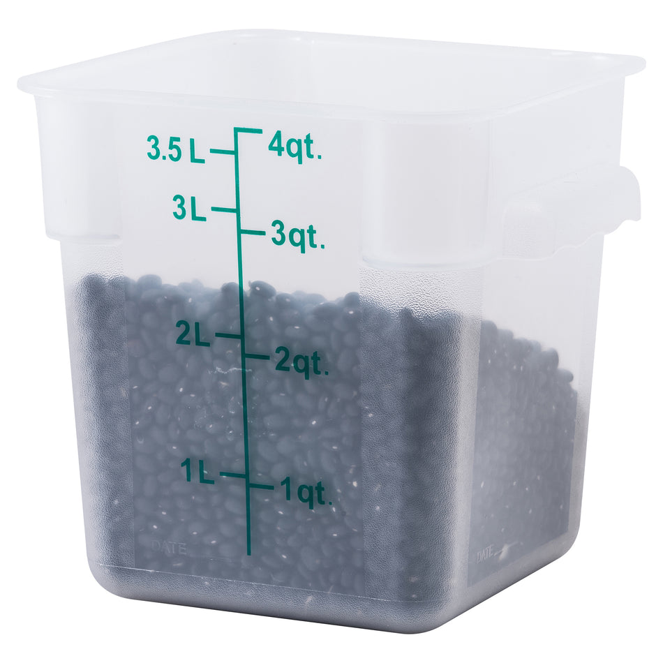 Winco PTSC-4 4 Quart Container Square with Built-in Handles Polypropylene