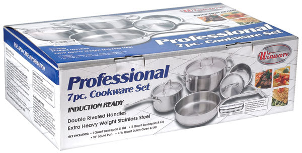 Winco SPC-7H 7 Quart Premium Induction Cookware Set with Riveted Handles