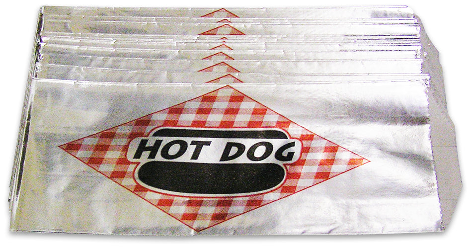 Winco 68002 10 Inch Benchmark Hotdog Bags Foil 1000 Pack