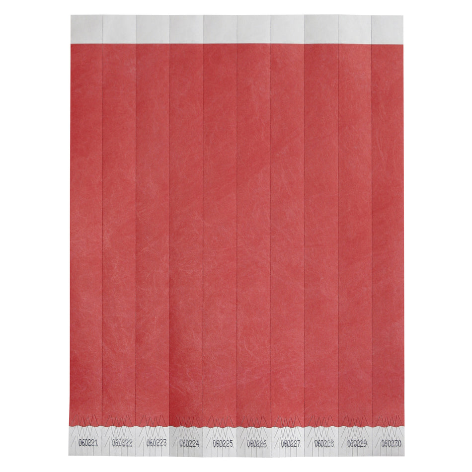 Winco WB-100R-S Bar Maid Waterproof Tear-Free Wristbands - Red Solid (500 Pieces/Pack)