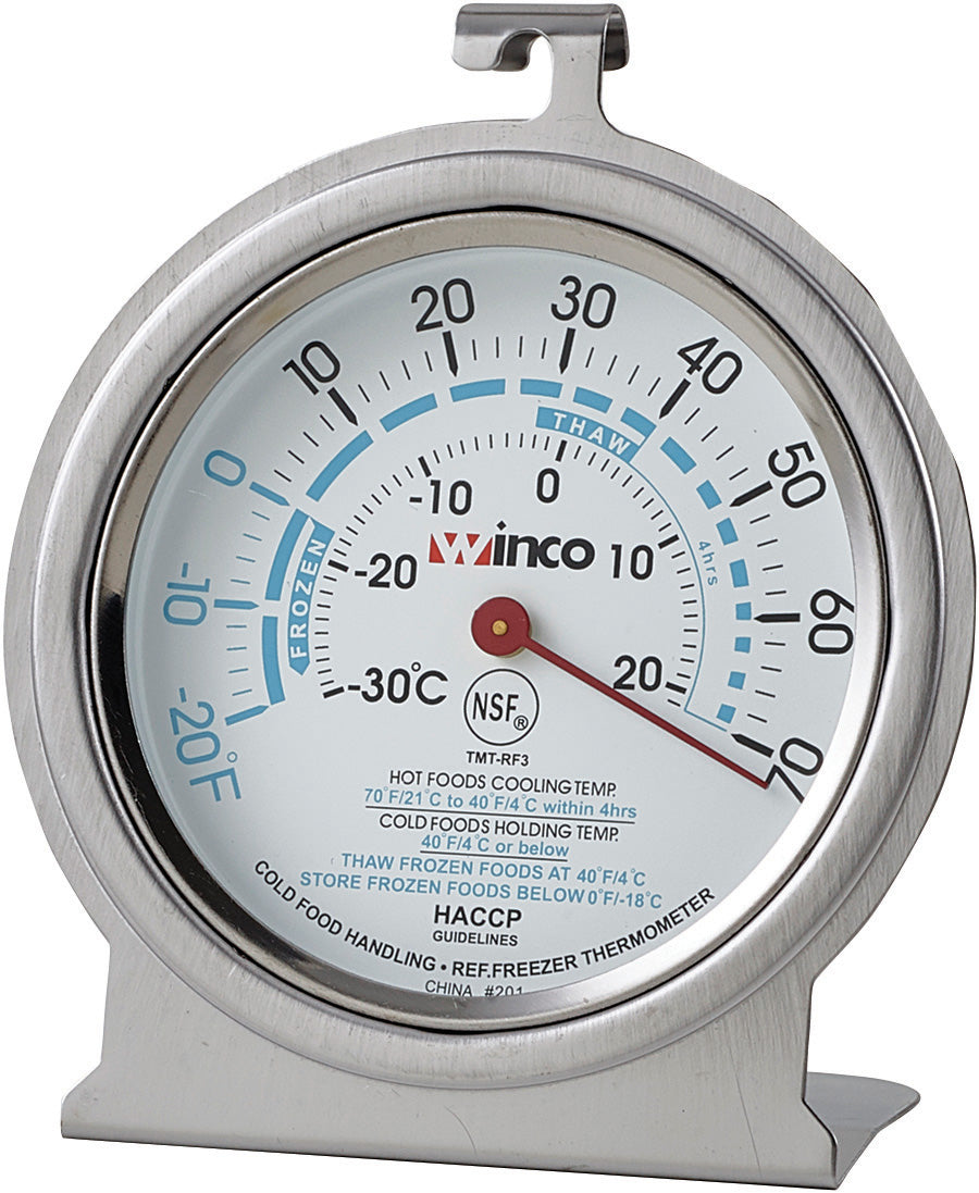 Winco TMT-RF3 3 Inch Diameter Dial Refrigerator Freezer Thermometer Stainless Steel