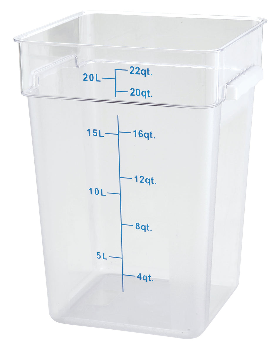 Winco PCSC-22C 22 Quart Storage Container Square Clear Polycarbonate with Handles