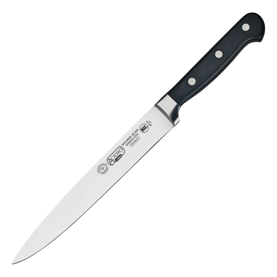 Winco KFP-81 8 Inch Blade Triple Riveted Knife German High Carbon Stainless Steel Black Handle