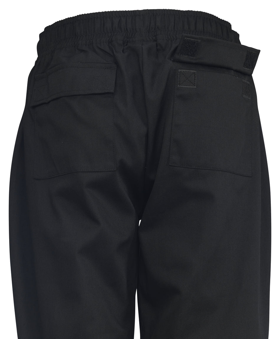 Winco UNF-8KS Small Women's Chef Pants Elastic Waistband With Drawstring Black